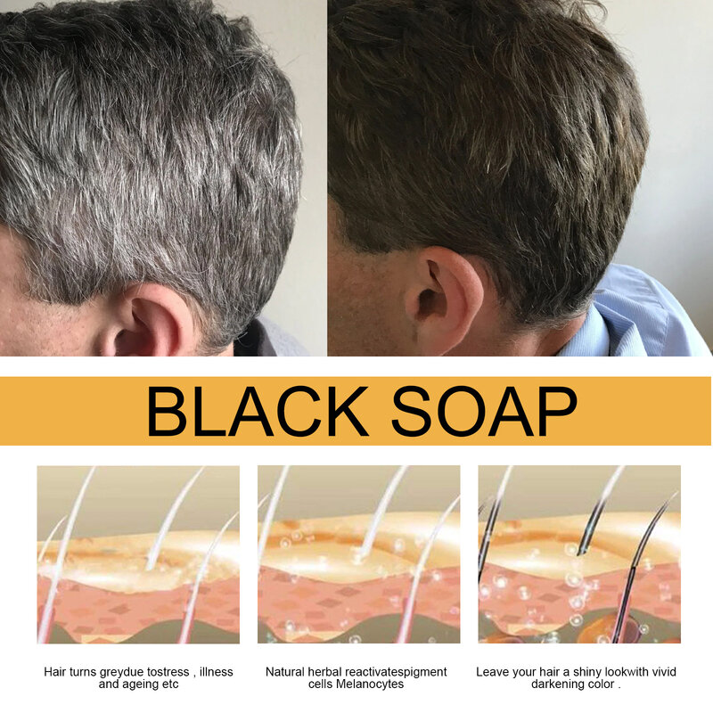 Sampo Bar perawatan rambut putih abu-abu perbaikan sampo Bar perawatan pelembut memberi nutrisi Anti ketombe sabun gelap rambut alami