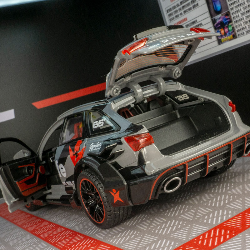Vehículo modificado Audi RS6, modelo de coche de aleación fundido a presión con luz y sonido extraíble, regalos para niños, 1/24