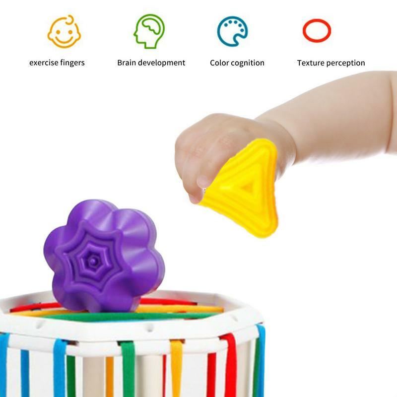 Baby Shape Sorting Toy Sorter Toys Colorful Bungee Cord Colorful Sensory Sorting Bin abilità motorie fini apprendimento precoce prescolare