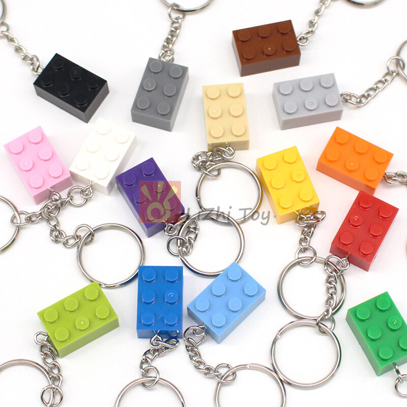 5-15ชิ้นพวงกุญแจอิฐ3002หลากสี2x3พวงกุญแจตัวต่อของเล่นเด็กของขวัญสุดสร้างสรรค์เข้ากันได้กับพวงกุญแจอิฐ