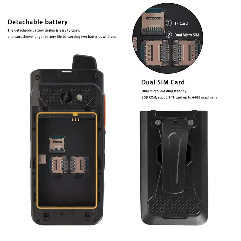 UNIWA F60 Zello Walkie Talkie IP68 Smartphone Android 9 2.8 Inch 1GB+8GB Cellphone FM Radio 5300mAh 4G Mobile Phone With PTT GPS