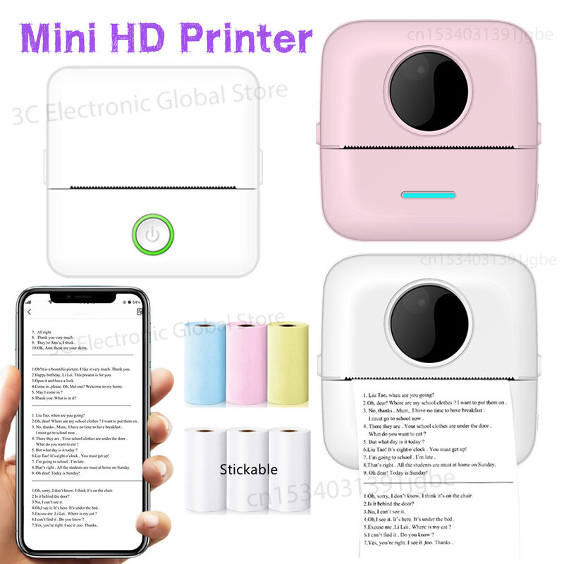 Tragbarer Thermo drucker Mini Impresora Porta til Klebe etikett Aufkleber Tasche Foto drucker Inkless Wireless für Android iOS