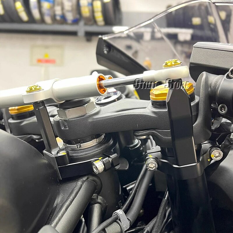 Peredam kemudi aluminium CNC Kit dudukan braket stabilisasi sepeda motor untuk KAWASAKI ZX4R ZX-4R ZX4RR ZX-4RR ZX 4R 4RR 2023-