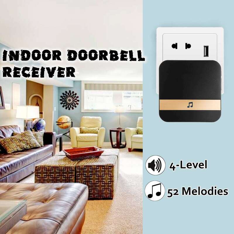 Timbre de puerta inalámbrico con Wifi, receptor de música para seguridad del hogar, intercomunicador interior, 10-110dB, 433MHz