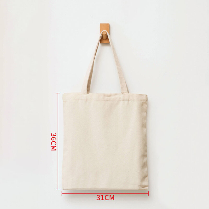 Women Handbags Creamy White Plain Folding Canvas Shoulder Tote Bags Reusable Cotton Grocery High Capacity Shopping Bag Handbags