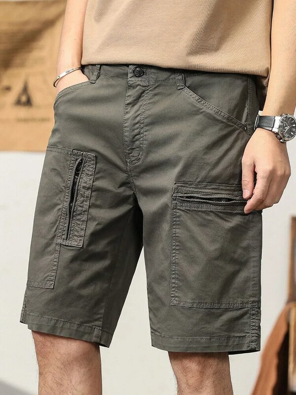 New Men's Cargo Shorts Summer Fashion Cotton Shorts Casual Men Loose High-Quality Solid Color Sports Shorts Cargo Shorts for Men
