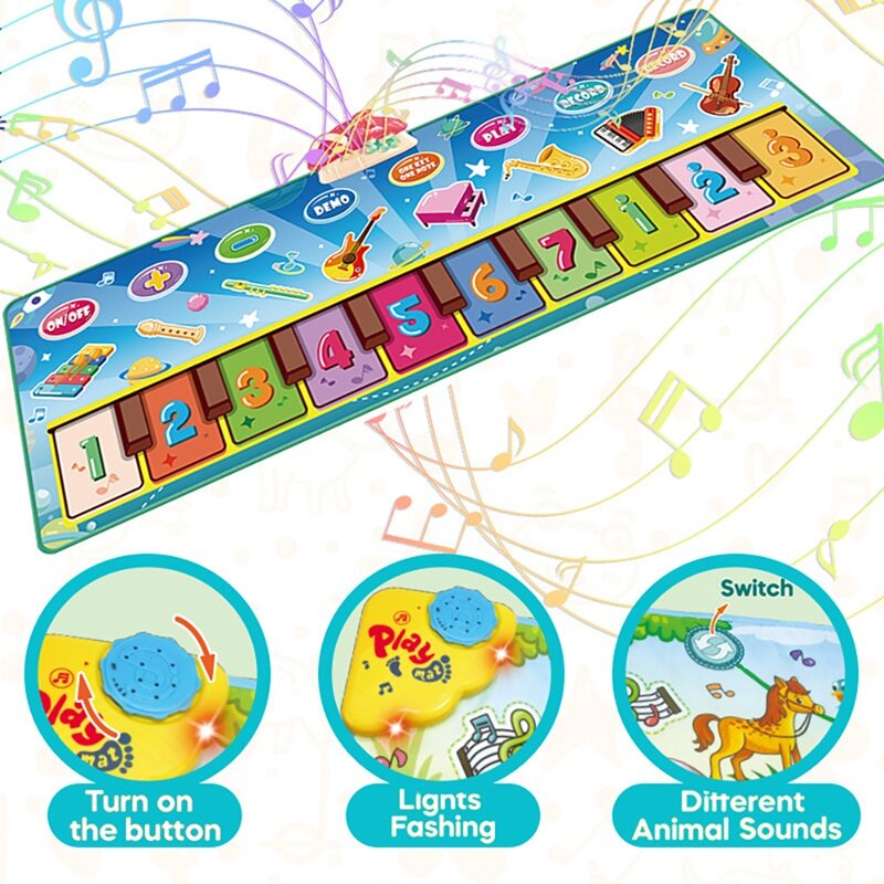 Tappetino per pianoforte per bambini tappetino musicale per bambini tappetino per tastiera musicale compleanno di natale miglior regalo per regalare ragazze dei ragazzi