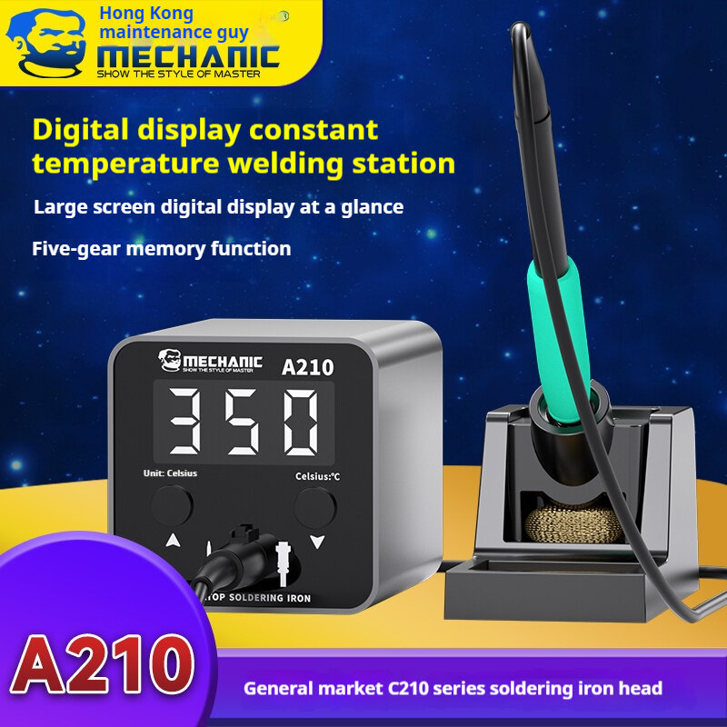 MECHANIC A210 stasiun solder Desktop portabel, solder Mini besi solder kontrol suhu perlindungan sirkuit pendek