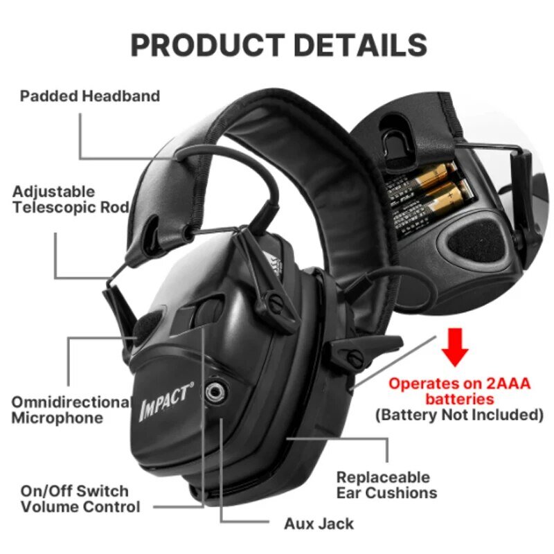هانيويل-سماعة أذن تصوير إلكترونية تكتيكية ، سماعة رأس مضادة للضوضاء ، سماعة تضخيم الصوت ، حماية السمع ، قابلة للطي