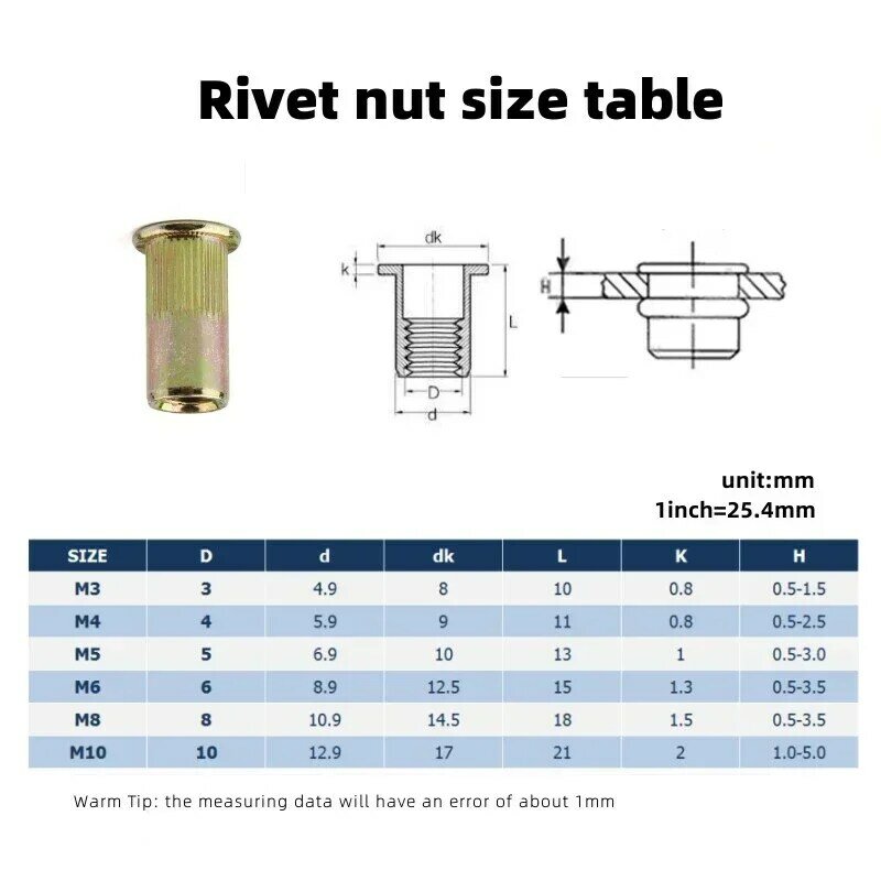 Rivet Nut Tool Hand Rivet Nut Gun Head Accessory for Nuts M3 M4 M5 M6 M8 M10 Simple Installation Manual Riveter Rivnut Tool