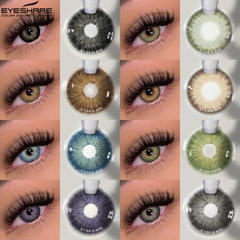 Природные цветные контактные линзы EYESHARE для глаз, 2 шт., коричневые линзы, голубые, яркие, для каждого года