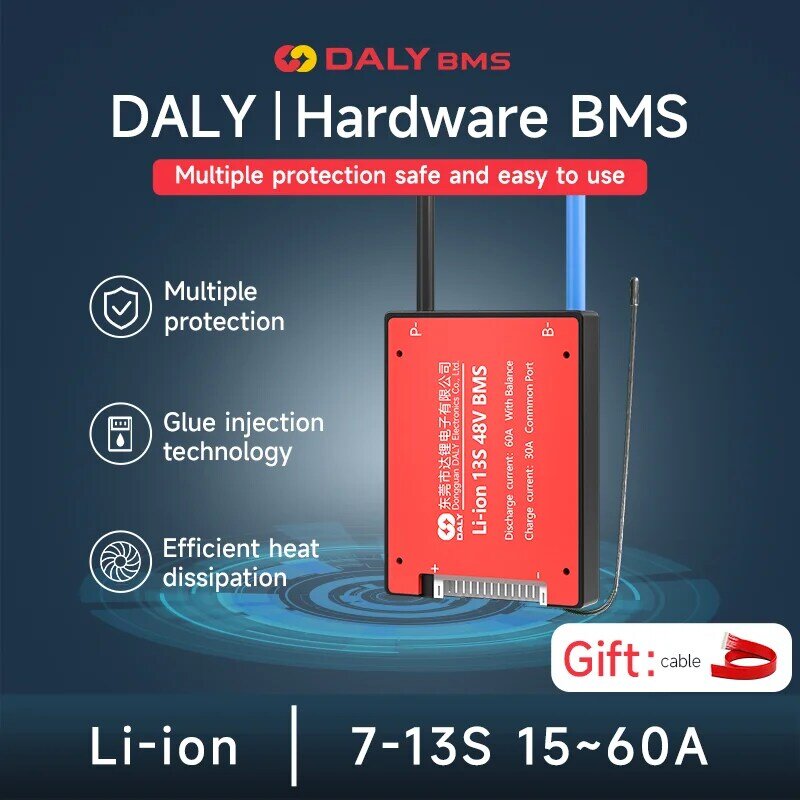 DALY-Batterie Eddie Ion BMS avec NTC, 10S, 36V, 7S, 24V, 13S, 48V, 3.7V, 18650