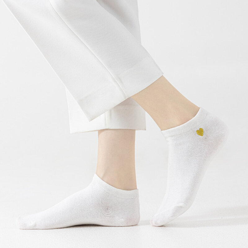 Harajuku meias curtas de algodão com padrão cardíaco, cor sólida, bonito, hip hop, novidade, 1 pairs