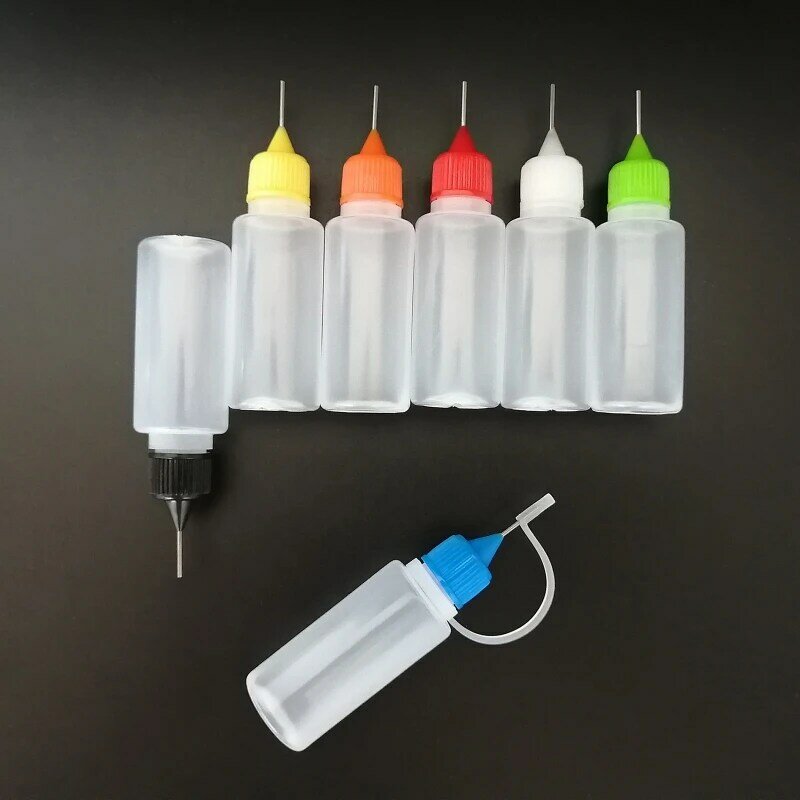 Botella de pegamento con punta de aguja para molde de resina epoxi, huecos pequeños, botellas de plástico para colorear con jeringa, herramientas para manualidades DIY