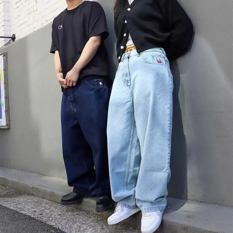 Pantalones cortos Harajuku Y2K para hombre y Mujer, ropa de calle, pantalones vaqueros holgados con bordado