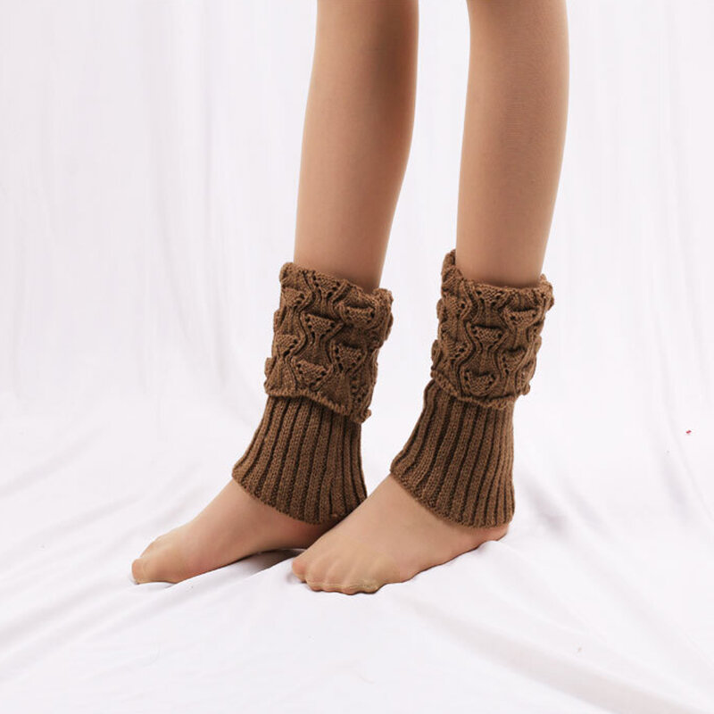 Calcetines de punto con puños de ganchillo para Mujer, calentadores de piernas de invierno, 1 par