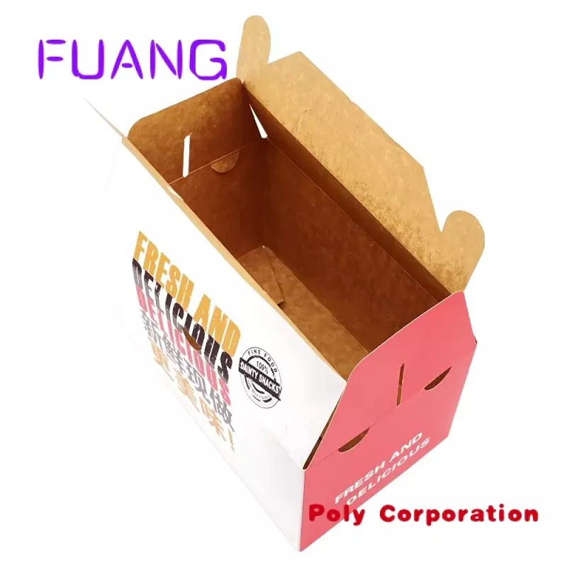 Kotak kertas pengiriman makanan makanan kemasan ayam cetak kustom Shanghai kotak Sandwich kaku makanan ringan sekali pakai