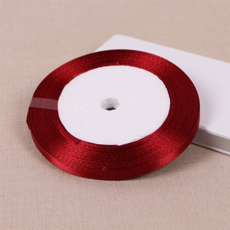 (12 yards/roll) Wine Red Single Face Satin Ribbon Wholesale Gift Wrapping Christmas New Year Apparel Sewing Fabric gift Ribbon