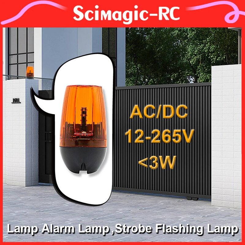 Lampu Alarm LED berkedip AC/DC 12V 24V 220V, lampu kilat untuk ayunan pembuka gerbang geser/lampu sorot sinyal gerbang penghalang