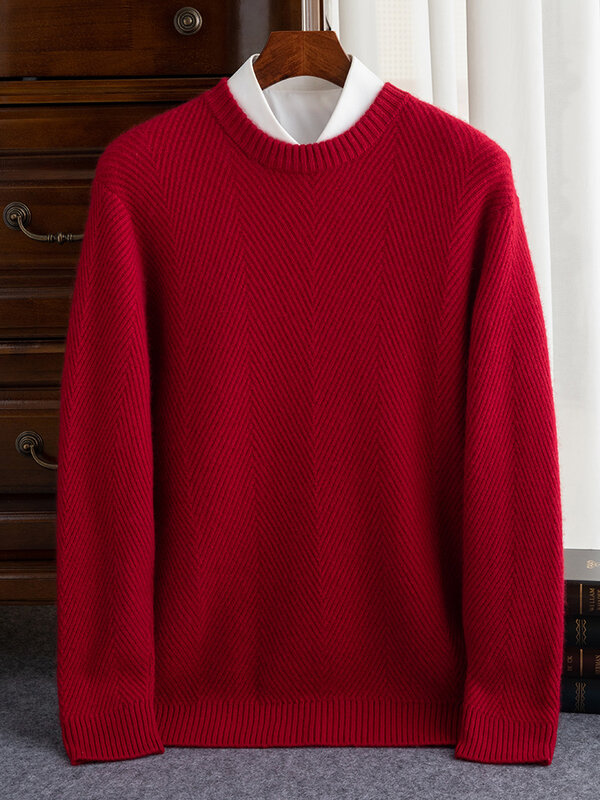 Мужской свитер из чистого кашемира 100%, свободные вязаные пуловеры, Повседневная теплая Базовая рубашка, деловые топы, новинка, весна-осень-зима