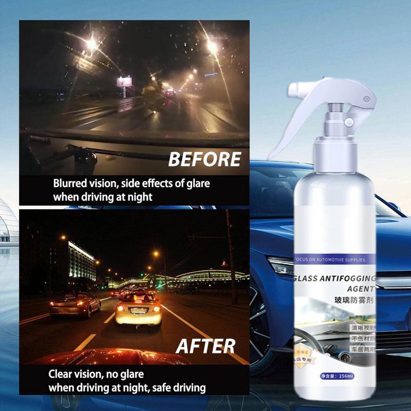 Spray anti-buée pour voiture, spray anti-buée pour verre, revêtement hydrophobe, nettoyant pour pare-brise, prévention du brouillard, 256ml