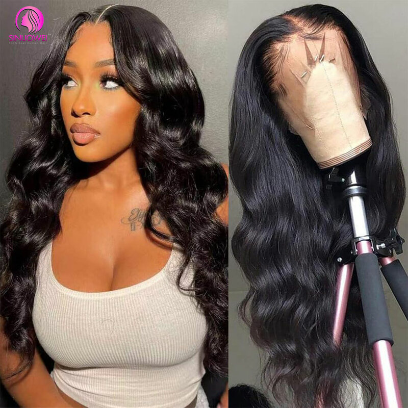220% Body Wave Pruik Hd Transparant Lace Front Human Hair Pruik 13 × 4 Body Wave Lace Front Pruik Brazilian Remy Hair Pre Geplukt In Sale