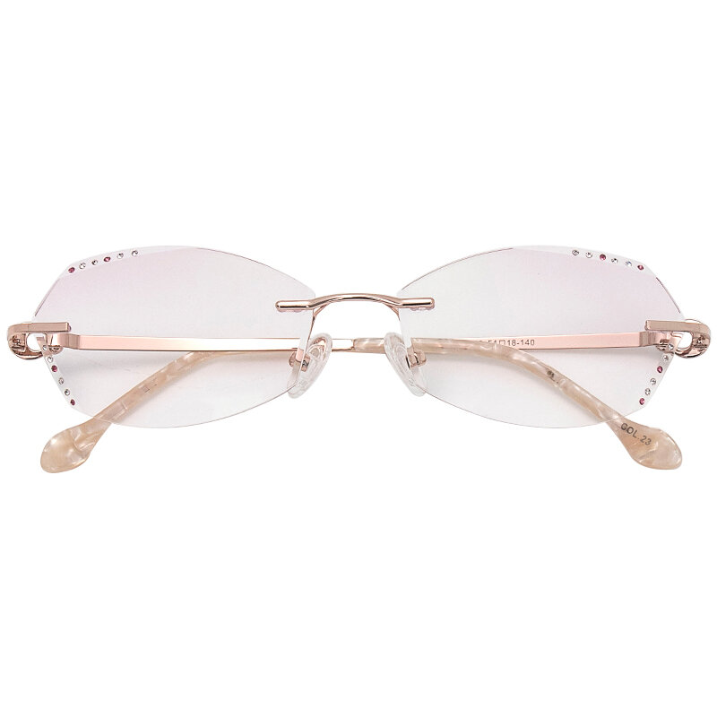 Kacamata Wanita Lensa Potongan Berlian Kacamata Resep Mewah Berlian Gradien Baca Miopia Kacamata Warna Merah Muda