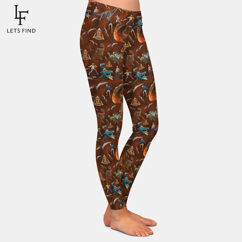 LETSFIND – pantalon Super doux taille haute pour femmes, Leggings extensibles de haute qualité avec impression numérique de dinosaure 3D, Fitness, Sexy et Slim