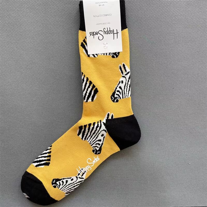 Men's Happy Socks New Mid Tube Socks Four Seasons Classic Sports Pure Cotton Socks SIZE 41-46