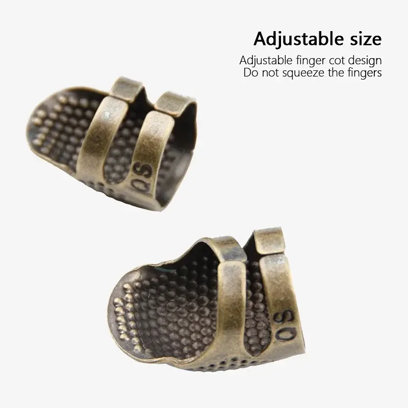 Регулируемый наперсток для пальца в античном стиле, бронзовый протектор для швейного ремесла в стиле ретро, с кольцом и иглой, с вышивкой
