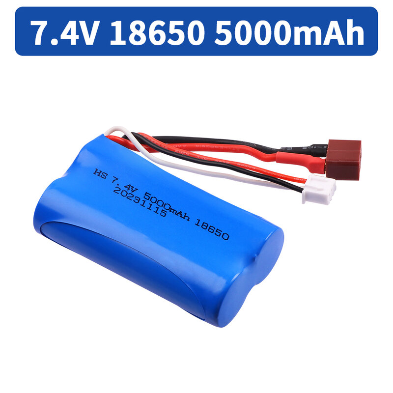 Upgrade 7.4V 18650 5000MAH Battery for Wltoys 10428/12428/12423 / Q46 RC Car Spare Parts with charger 7.4V T plug for Power car