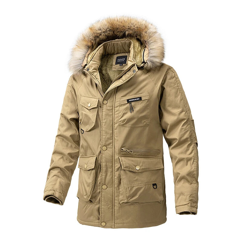 Jaqueta de algodão de comprimento médio, destacável, casacos com capuz grosso de pelúcia, moda casual, outono, inverno, nova, 2022