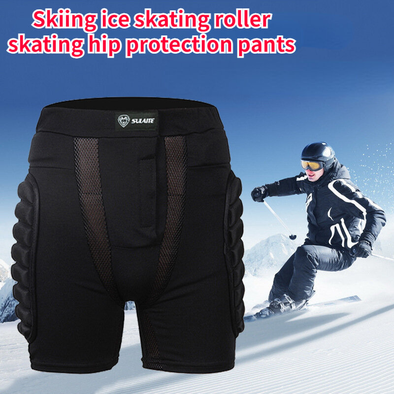 Celana pendek bantalan bokong uniseks, celana pelindung tulang ekor pantat tebal Anti jatuh 0,6 inci untuk Ski seluncur es papan seluncur salju