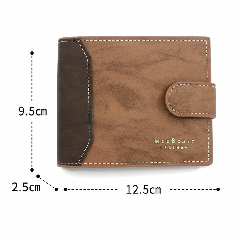 새로운 짧은 남성 지갑 슬림 카드 홀더 PU 가죽 이름 인쇄 남성 지갑 작은 사진 홀더 삼중 가방 서리로 덥은 남성 지갑