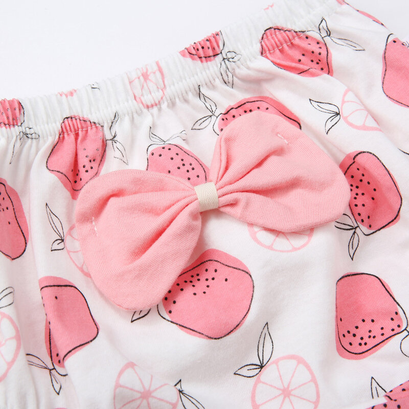 Pink Baby Toddlers Girls Cute Cotton Bloomers Cartoon Print Bowknot Brief Crawl Underwear Comfort Panty