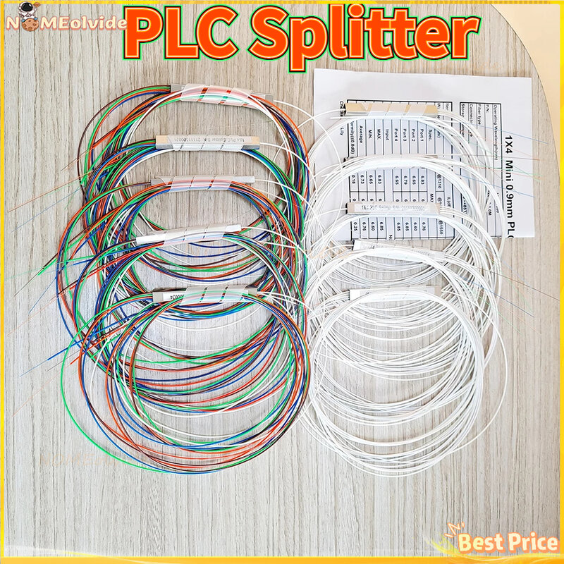 10 pz/lotto 1x2 1x4 1x8 1x16 senza connettore cavo fibra ottica PLC splitter fibra nuda 0.9mm 2,4 porte PLC Splitter Blockless.