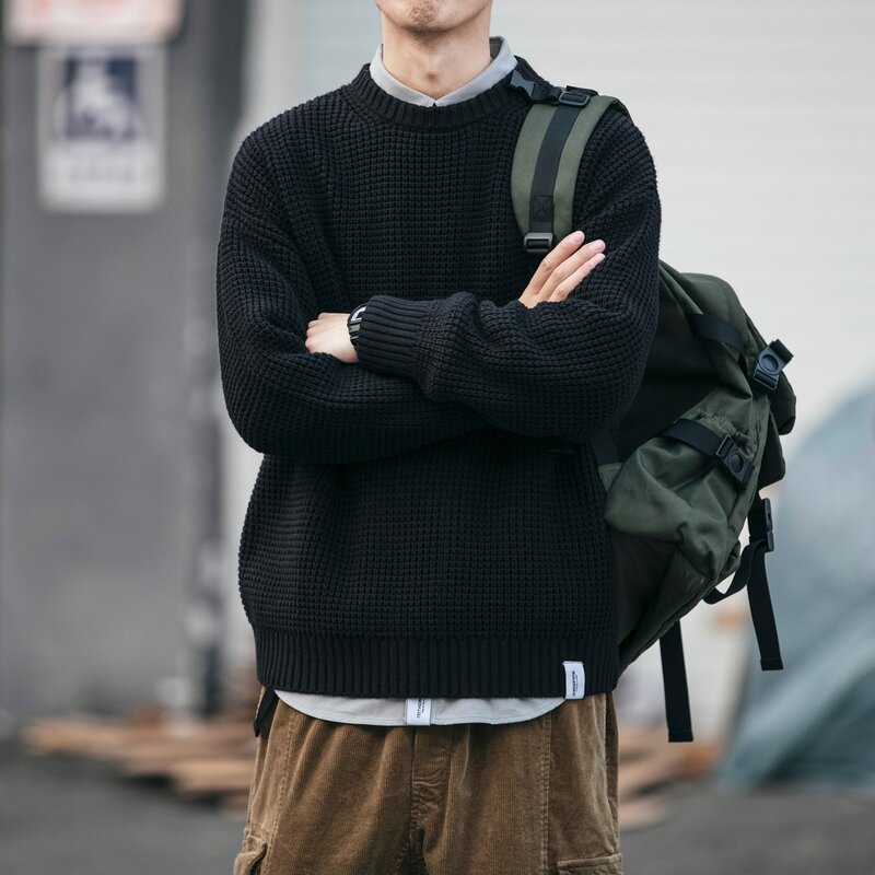 Новинка 2024, мужской толстый свитер MRMT, свободный Однотонный свитер в Корейском стиле, повседневная куртка для пар