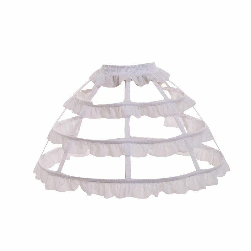 New Women Girls Lolita Hollow Lotus Leaf Lace Bird Cage Fish Bone Skirt Cosplay Dress Skirt Petticoat Bride Wedding Dress