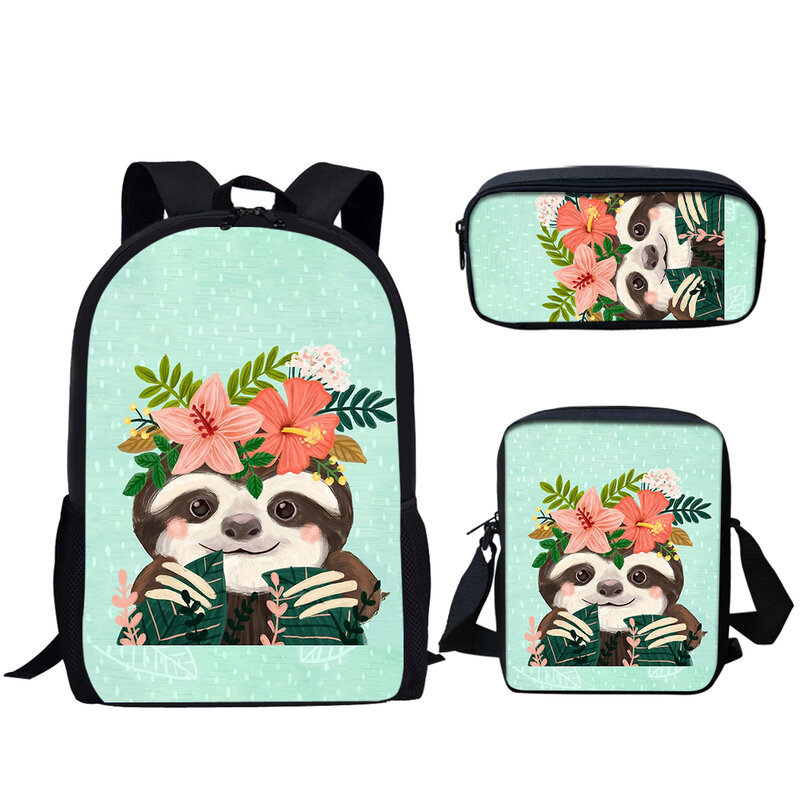 Belidome sloth engraçado impressão 3 pçs sacos de escola para adolescentes meninos meninas mochila de viagem para crianças leve mochila mochicla infantil