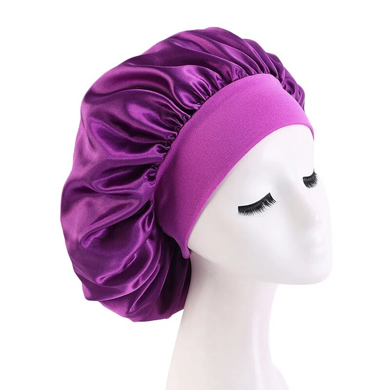Bonnet soyeux en satin double couche pour femme, bonnet de nuit, couvre-chef de sœur, accessoires de coiffure bouclés, 105 ans