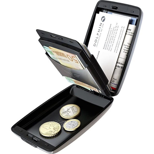 Porte-monnaie universel de poche de crédit pour hommes et femmes, portefeuille de stockage de cartes de visite, dépôt et retrait RFID sécurisés, porte-cartes