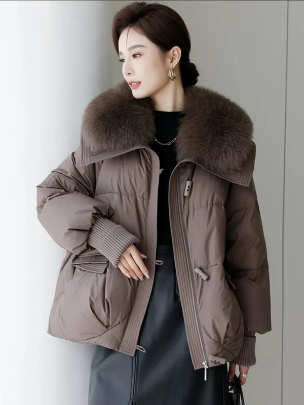 New Down Jacket Fox Collar Down Jacket Winter Women's Casual Loose Down Jacket Jacket Trend