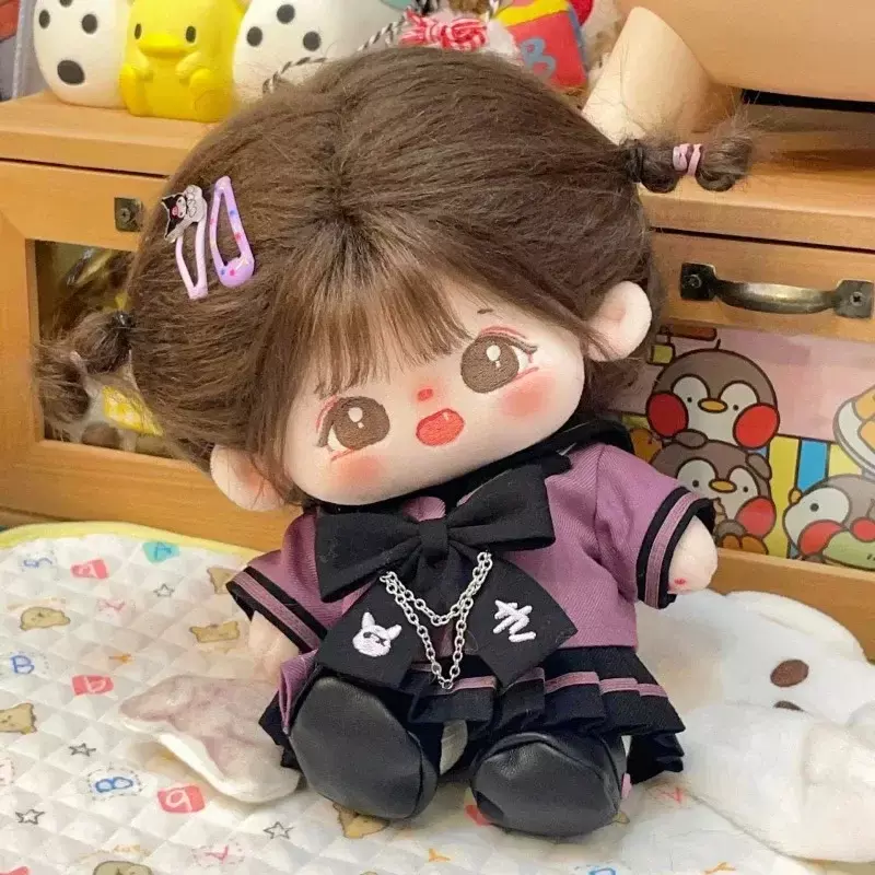 20cm baby clothes dark purple school uniform set cotton  clothes three piece set doll changing