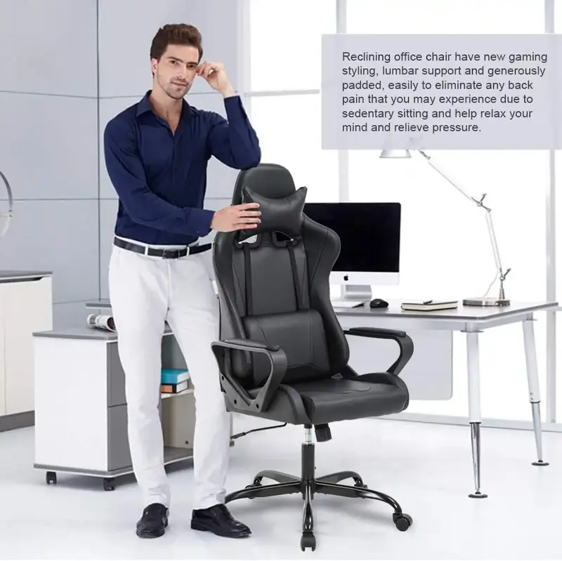 Kursi meja game ergonomis, kursi kantor gaya balap, kursi eksekutif dengan dukungan pinggang dan bangku dapat disesuaikan