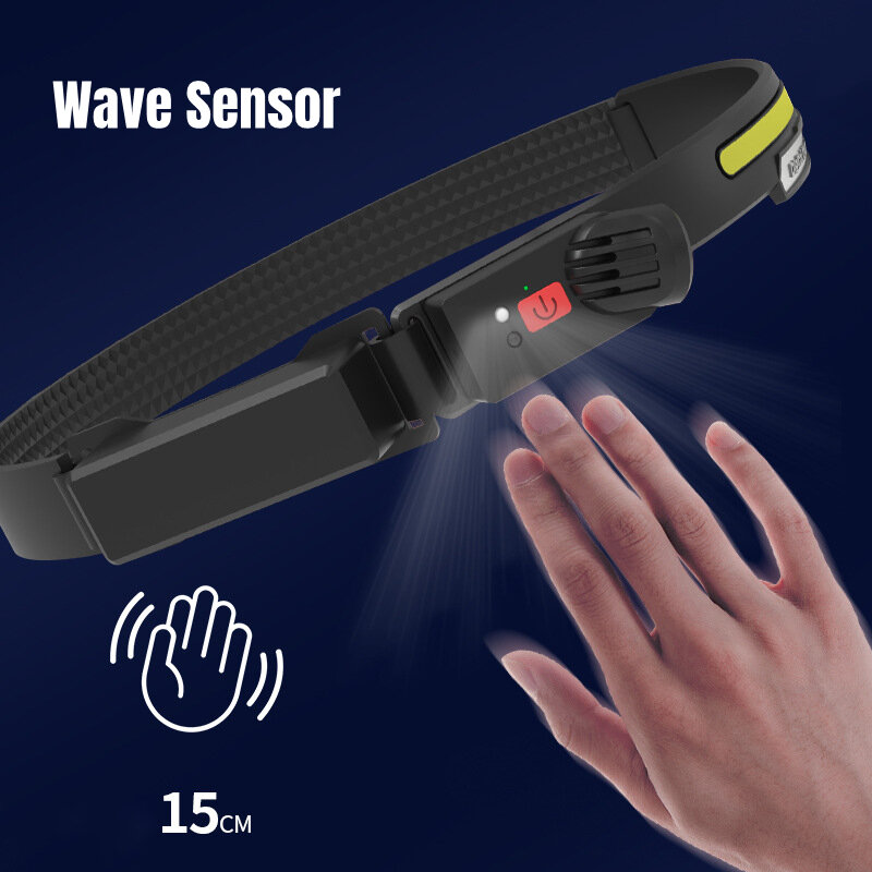 Motion Sensor Cob reflektory ręczna fala latarka Micro reflektor przedni Usb do powtórnego ładowania wodoodporna lampa czołowa wędkarstwo bieganie na zewnątrz
