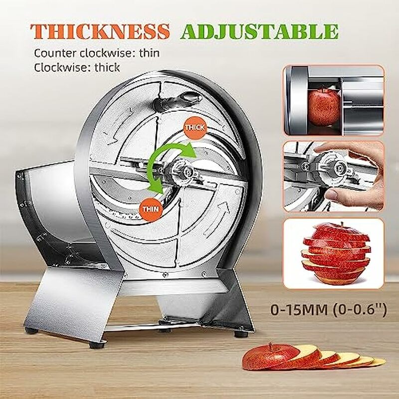 手動ステンレス鋼フルーツスライサー、野菜カッター、食品チョッパー、調整可能な厚さ、0〜15mm