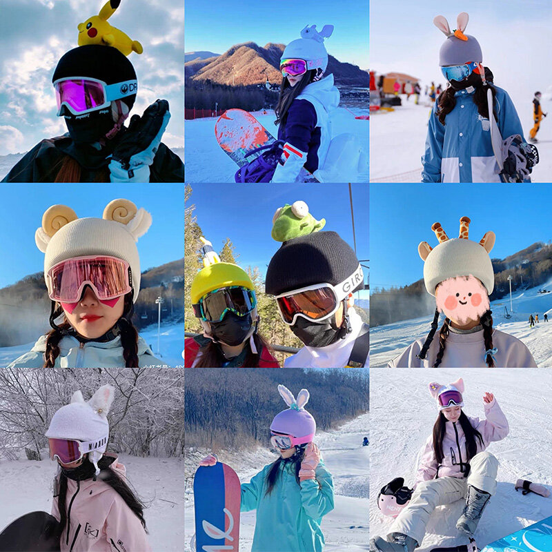 Ski Helmet Cover for Women Men Skiing Helmet Covers Decor Snowboard Washable Outdoor Sports Cute Knitted Helmets Accessories