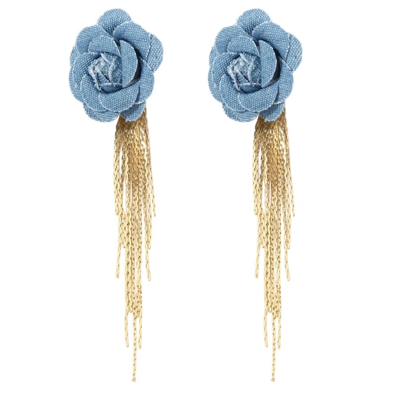 French Camellia Tassels Earrings Fashionable Ear Ornament Temperament Ear Rings Trend Ear Jewelry for Women Girls