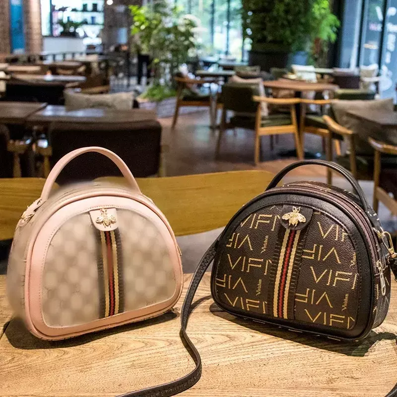 KLY01 borsa da donna nuova rete Hot Style Bee decorativa mezza borsa rotonda lettera stampata borsa a tracolla singola