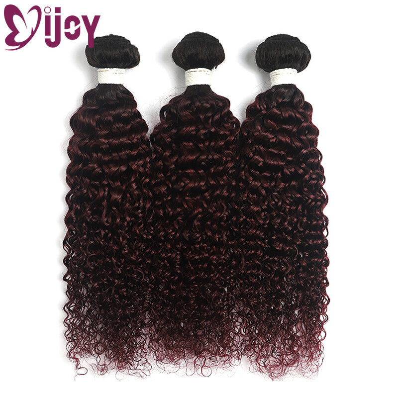 Ombre 99J Red Kinky Curly Human Hair Bundles 8-26 Inch Brazilian Human Hair Weave Bundles Remy Hair Extensions IJOY
